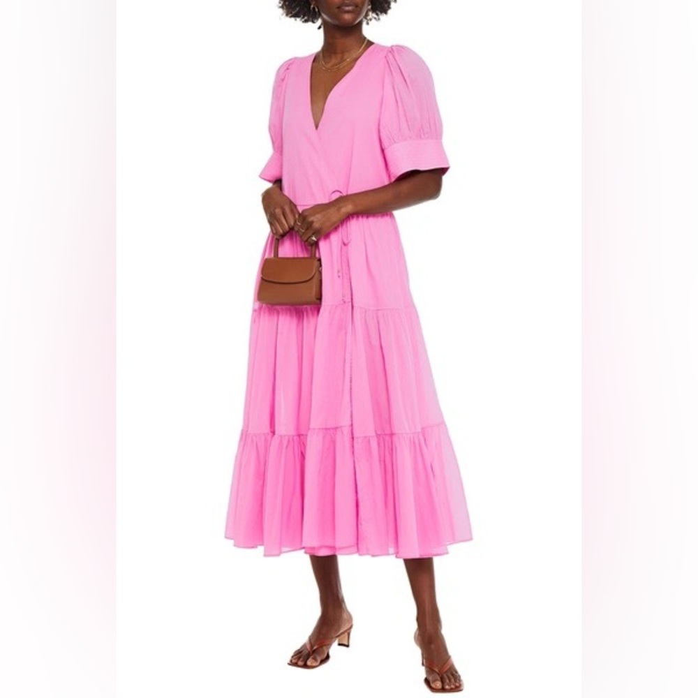 Rhode Gina Tiered Midi Wrap Dress